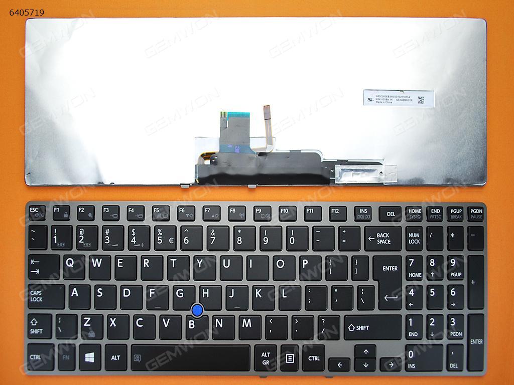 Picture of New Replacement Laptop Keyboard For TOSHIBA Z50 GRAY FRAME BLACK (Backlit,For Win8) UI Layout