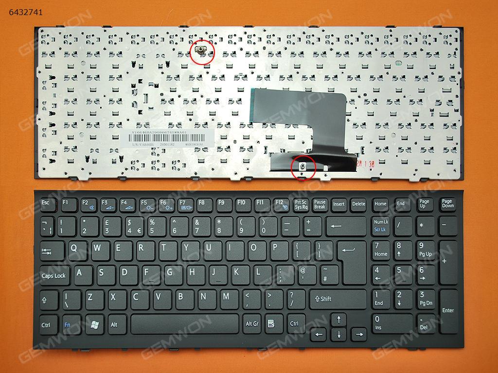 Picture of New Replacement Laptop Keyboard For SONY VPC-EE Series BLACK FRAME BLACK (OEM FRAME,Without Foil) Uk Layout