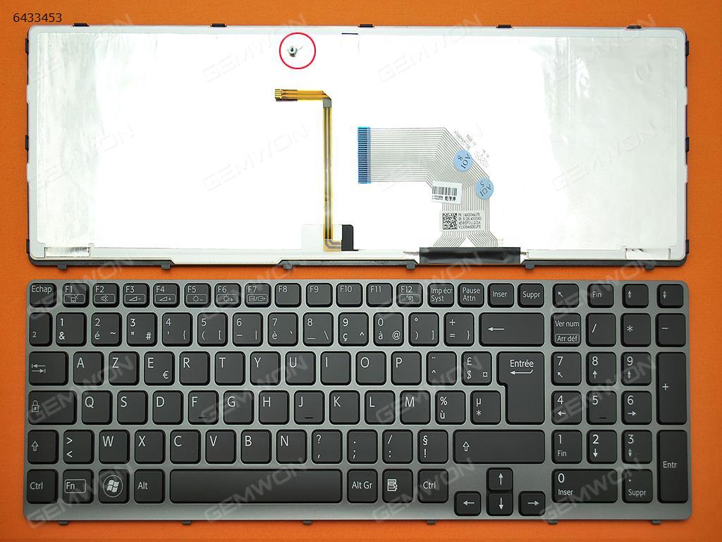 Picture of New Replacement Laptop Keyboard For SONY SVE15 GRAY FRAME BLACK(Backlit) FR Layout