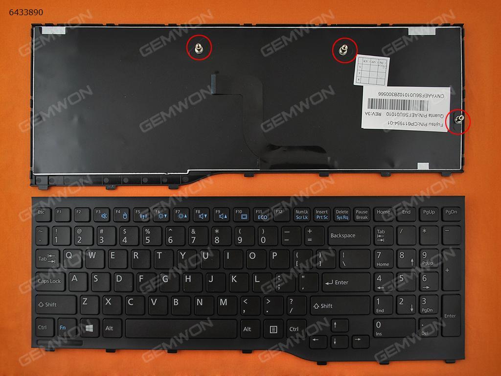 Picture of New Replacement Laptop Keyboard For FUJITSU Lifebook AH552 BLACK FRAME BLACK (Win8) US Layout