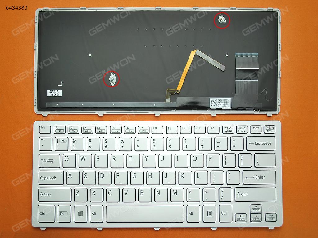 Picture of New Replacement Laptop Keyboard For SONY SVF14N Series SILVER FRAME SILVER (With Backlit Board For Win8) US Layout