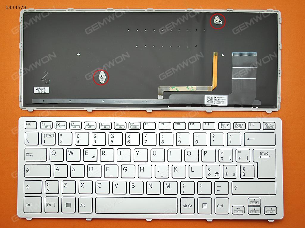 Picture of New Replacement Laptop Keyboard For SONY SVF14N Series SILVER FRAME SILVER (With Backlit Board For Win8) IT Layout