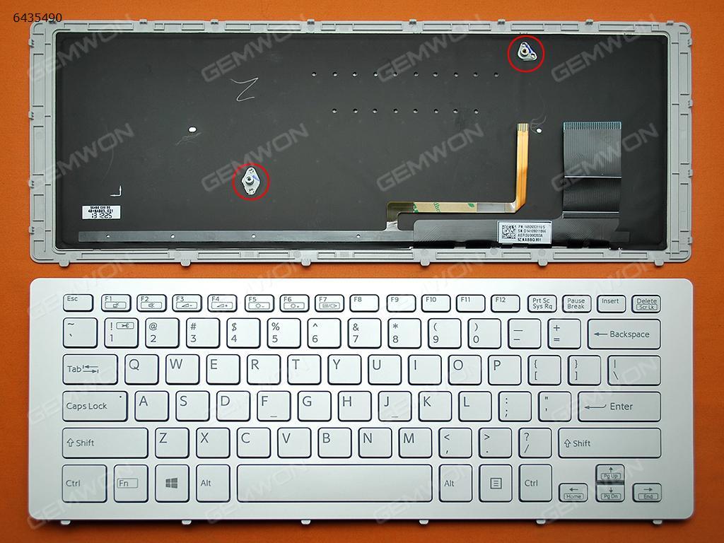 Picture of New Replacement Laptop Keyboard For SONY SVF15N Series SILVER FRAME SILVER (With Backlit Board For Win8) US Layout