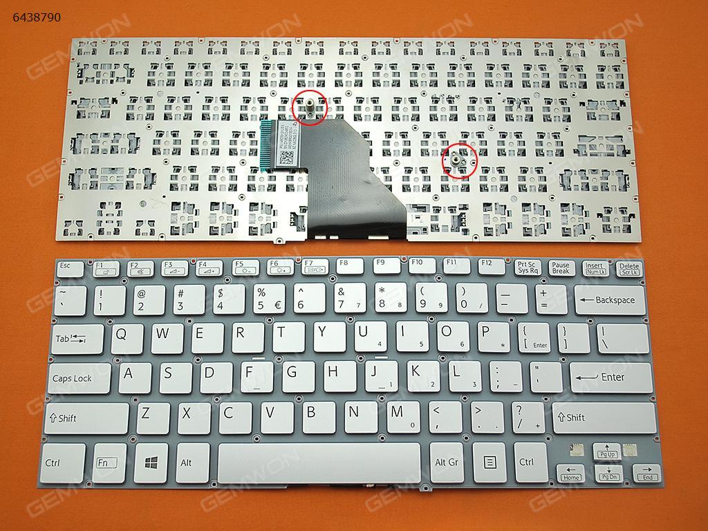 Picture of New Replacement Laptop Keyboard For SONY SVF 14 SILVER (Without FRAME Without foil,For Backlit,Win8) US Layout