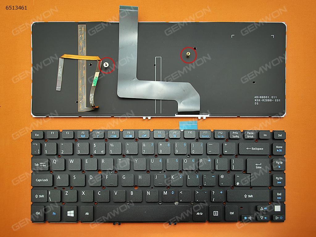Picture of New Replacement Laptop Keyboard For ACER Aspire M5-481T M5-481TG M5-481PT M5-481PTG BLACK(For Win8,With Backlit board) Uk Layout