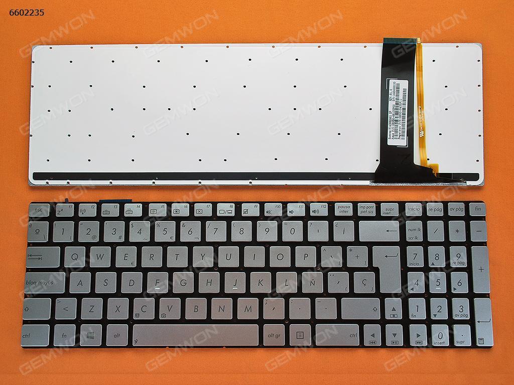 Picture of New Replacement Laptop Keyboard For ASUS N56 N56V U500VZ N76 N76VM N76VJ SILVER( Backlit,Win8) SP Layout
