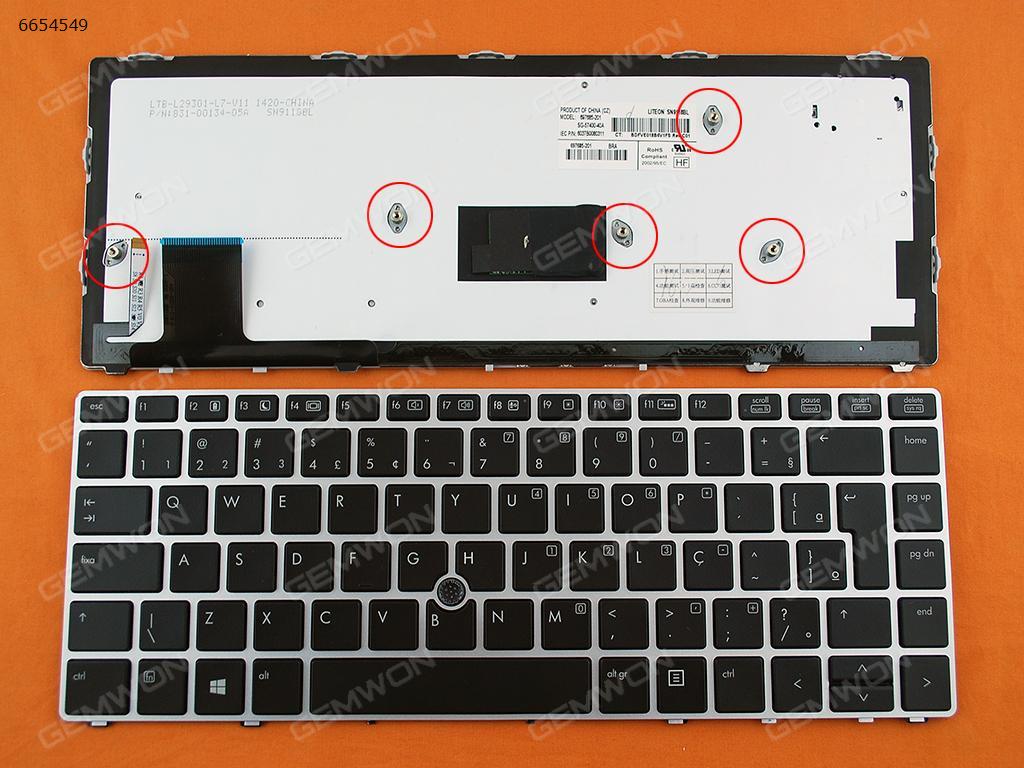 Picture of New Replacement Laptop Keyboard For HP EliteBook Folio 9470m SILVER FRAME BLACK (Backlit,Win8) BR Layout