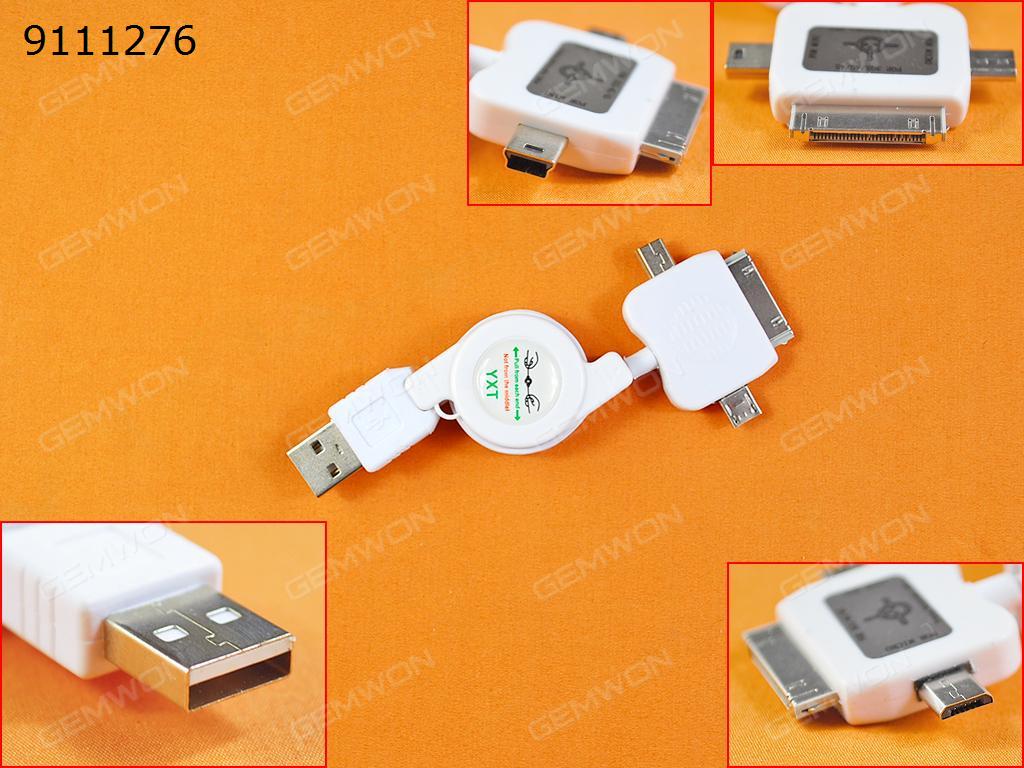 Picture of Retractable USB Date cable For mini,iphone 3GS\4\4S,micro