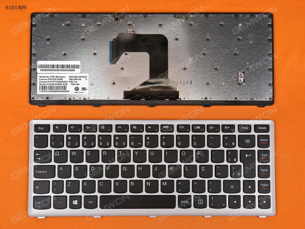 Picture of New Replacement Laptop Keyboard For LENOVO S400 SILVER FRAME BLACK(For Win8) BR Layout
