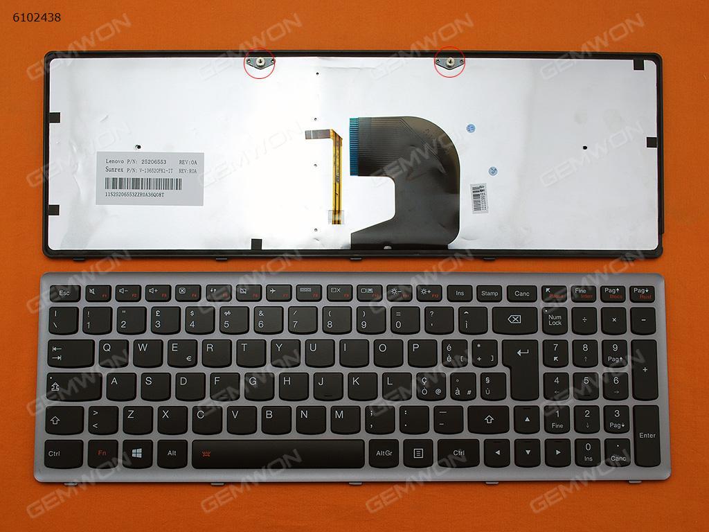 Picture of New Replacement Laptop Keyboard For LENOVO Z500 SILVER FRAME BLACK(Backlit,For Win8) IT Layout