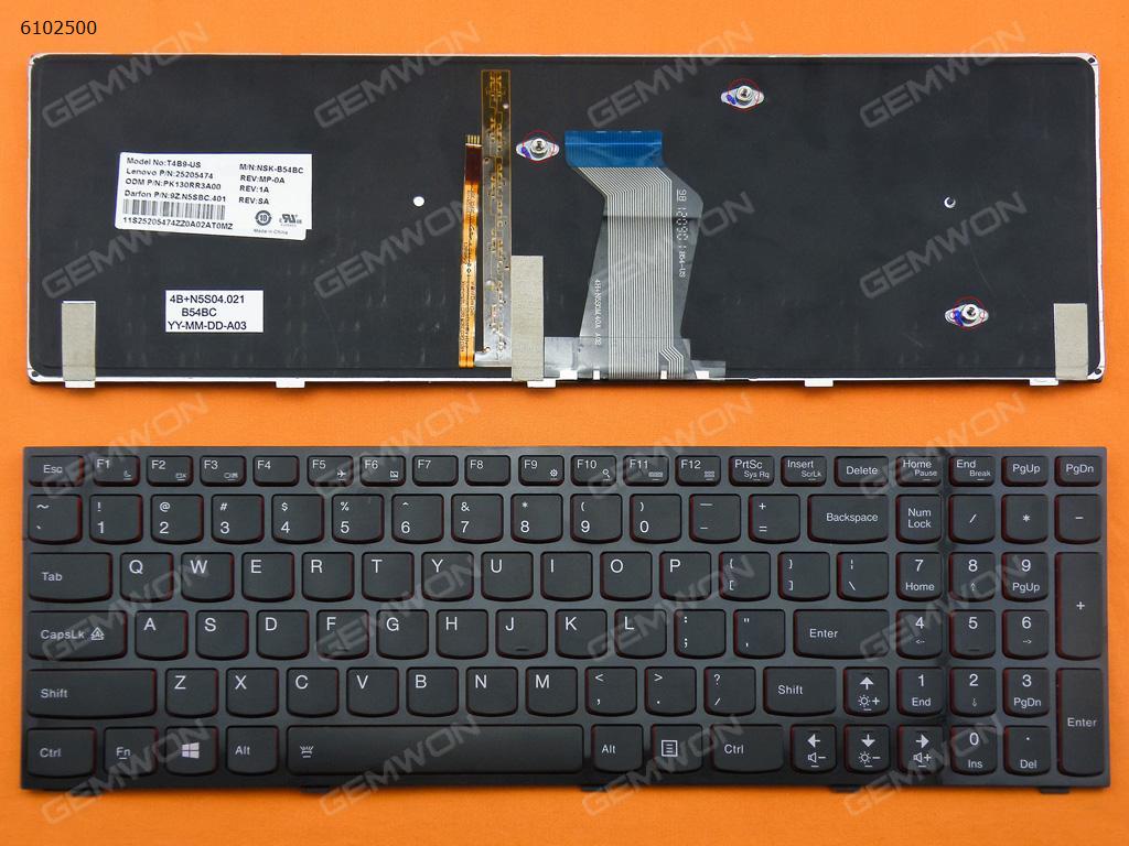 Picture of New Replacement Laptop Keyboard For LENOVO Y500 BLACK FRAME BLACK(Redside,Backlit,For Win8) US Layout