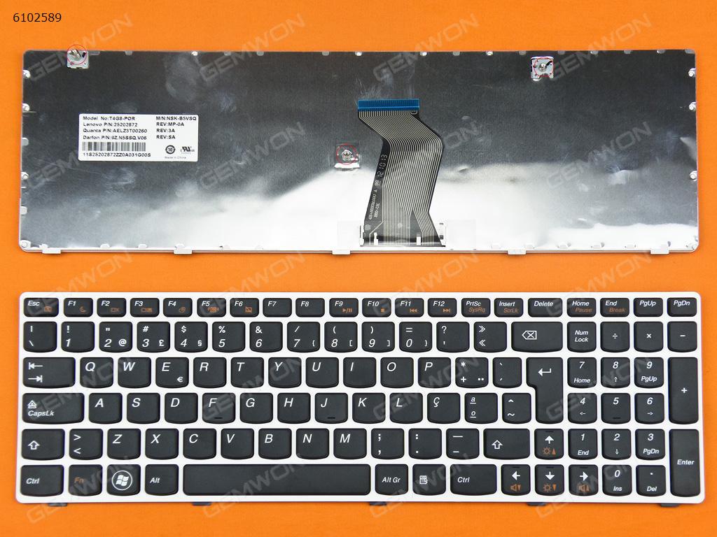 Picture of New Replacement Laptop Keyboard For LENOVO Ideapad Z580 V580 G580 WHITE FRAME BLACK PO Layout