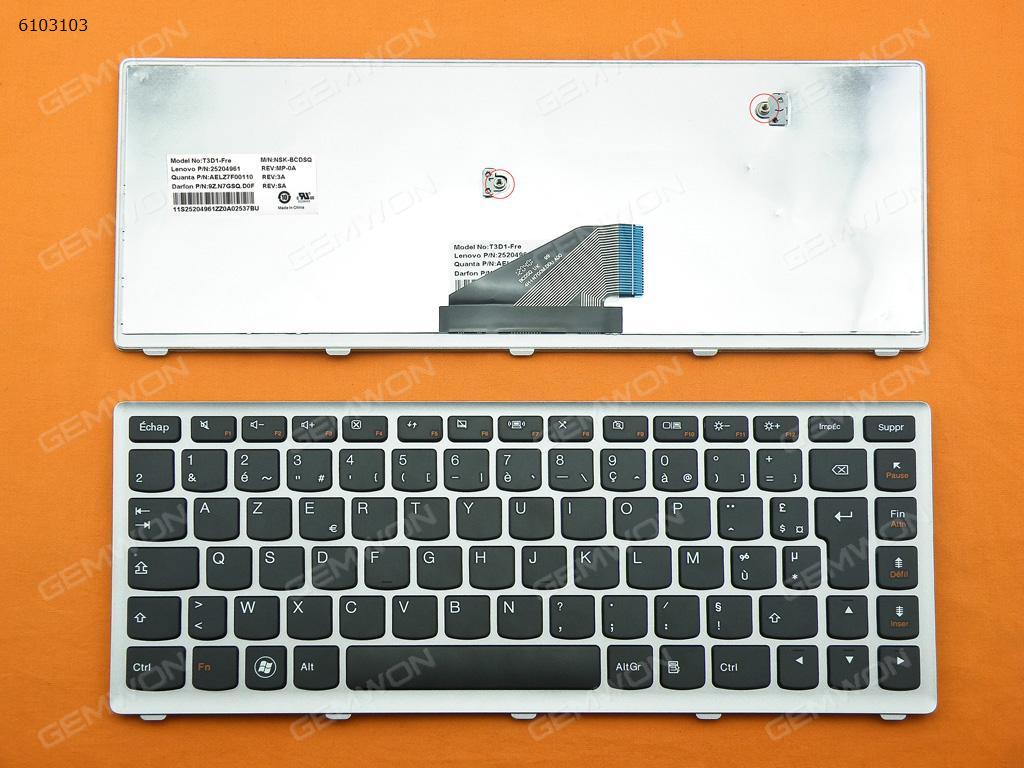 Picture of New Replacement Laptop Keyboard For LENOVO U310 SILVER FRAME BLACK FR Layout