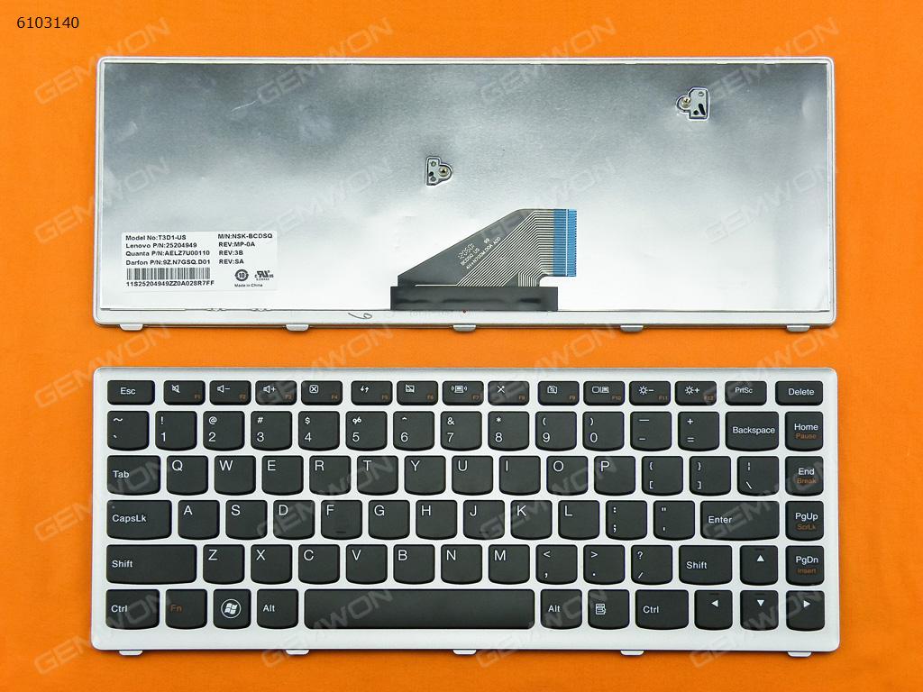 Picture of New Replacement Laptop Keyboard For LENOVO U310 SILVER FRAME BLACK US Layout