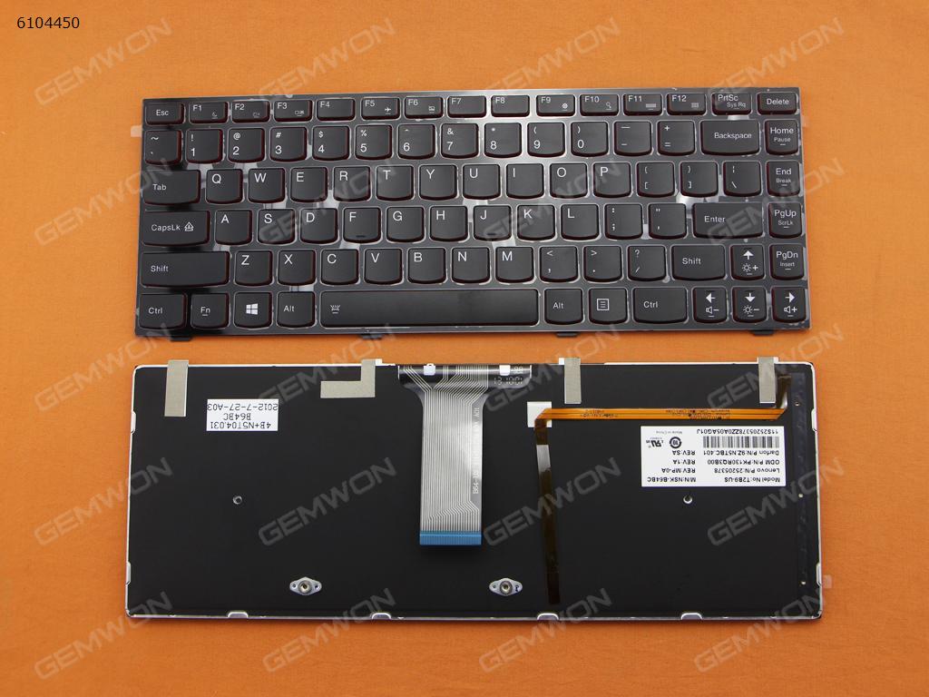 Picture of New Replacement Laptop Keyboard For LENOVO Y400 BLACK FRAME BLACK(Backlit,Redside,For Win8) US Layout