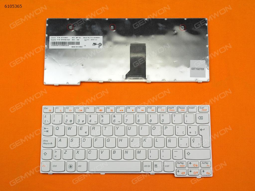 Picture of New Replacement Laptop Keyboard For LENOVO S10-3 WHITE FRAME WHITE SP Layout