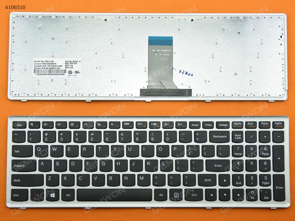 Picture of New Replacement Laptop Keyboard For LENOVO U510 SILVER FRAME BLACK(For Win8 OS) US Layout