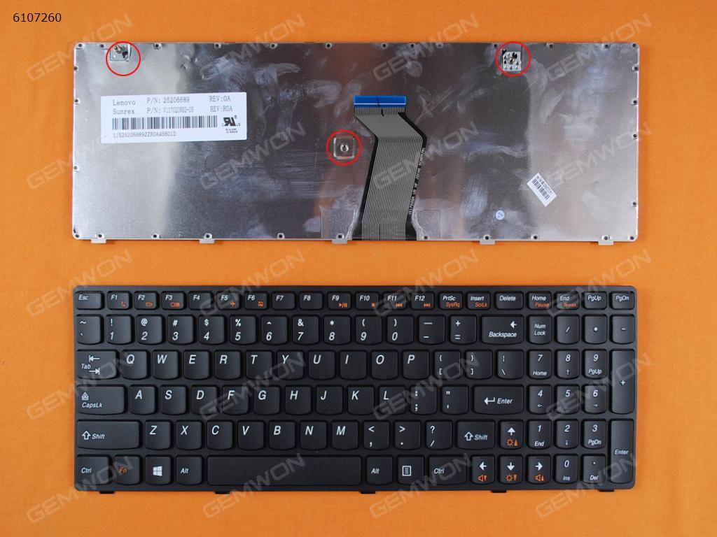 Picture of New Replacement Laptop Keyboard For LENOVO Ideapad Z580 V580 G580 BLACK FRAME BLACK (For Win8) US Layout