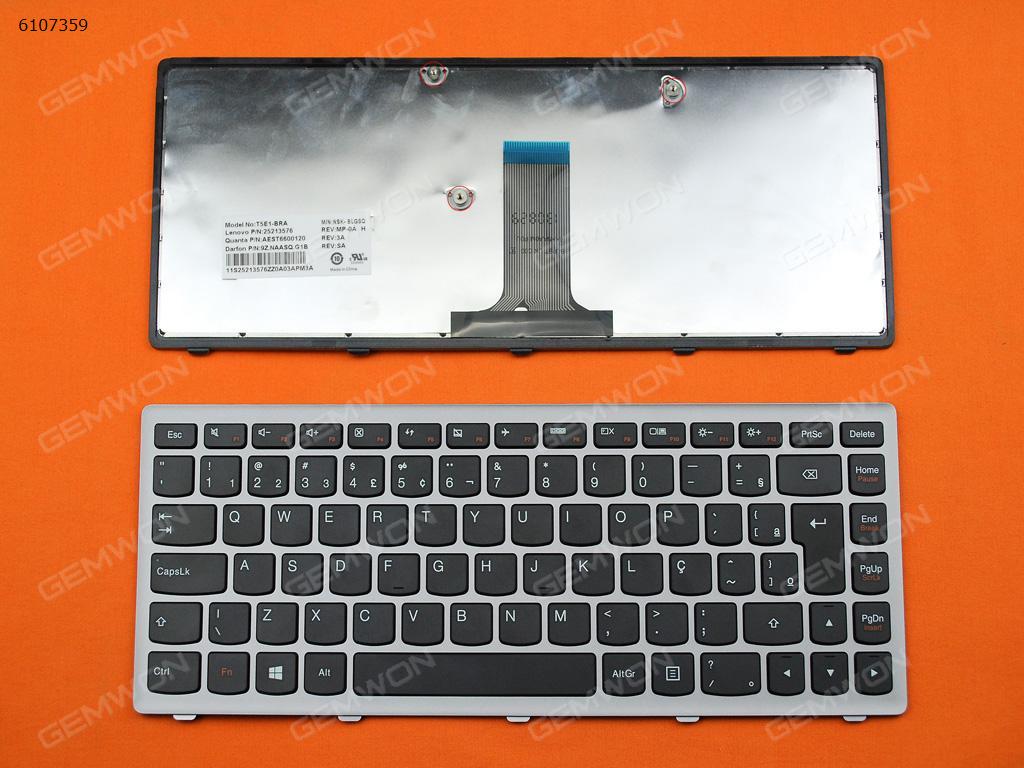 Picture of New Replacement Laptop Keyboard For LENOVO flex 14 G400S  GRAY FRAME BLACK (For Win8) BR Layout