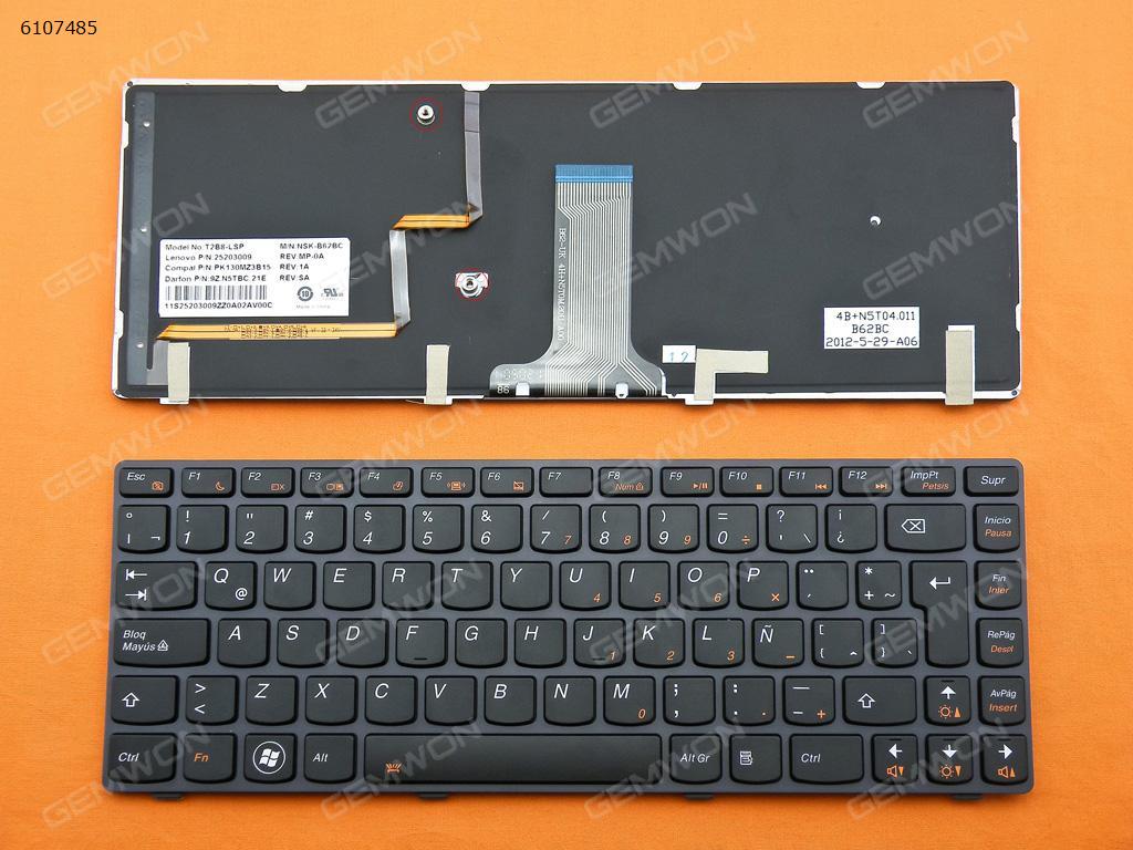 Picture of New Replacement Laptop Keyboard For LENOVO Y480 GRAY FRAME BLACK(Backlit) LA Layout