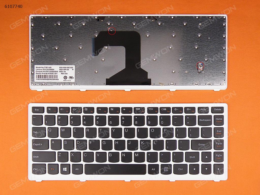 Picture of New Replacement Laptop Keyboard For LENOVO S400 SILVER FRAME BLACK (Win8) US Layout