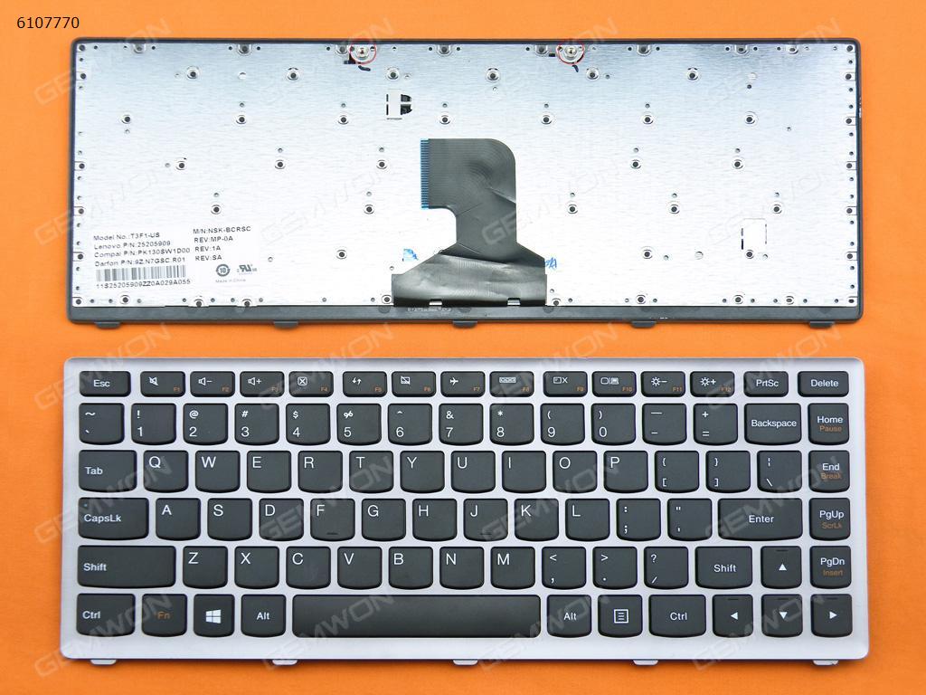 Picture of New Replacement Laptop Keyboard For LENOVO Z400 SILVER FRAME BLACK(For Win8) US Layout