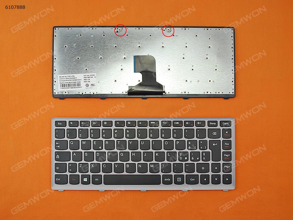 Picture of New Replacement Laptop Keyboard For LENOVO Z400 SILVER FRAME BLACK(For Win8) IT Layout