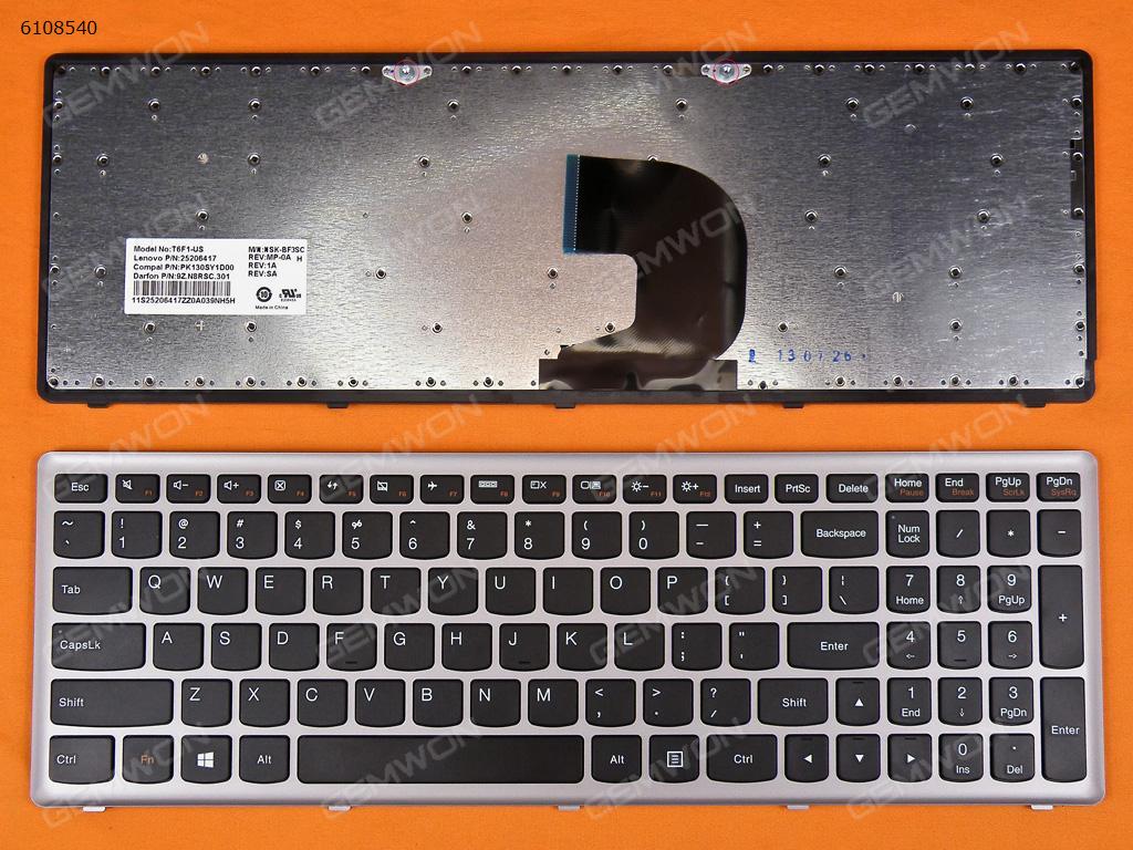 Picture of New Replacement Laptop Keyboard For LENOVO Z500 SILVER FRAME BLACK(Win8) US Layout