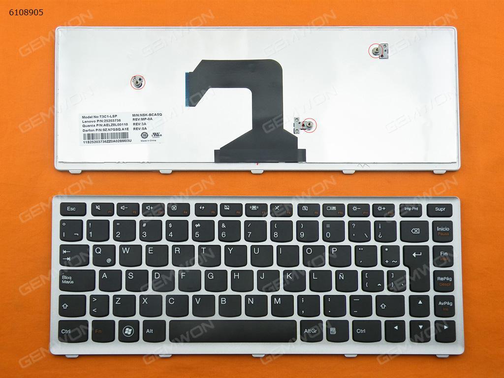 Picture of New Replacement Laptop Keyboard For LENOVO U410 SILVER FRAME BLACK LA Layout