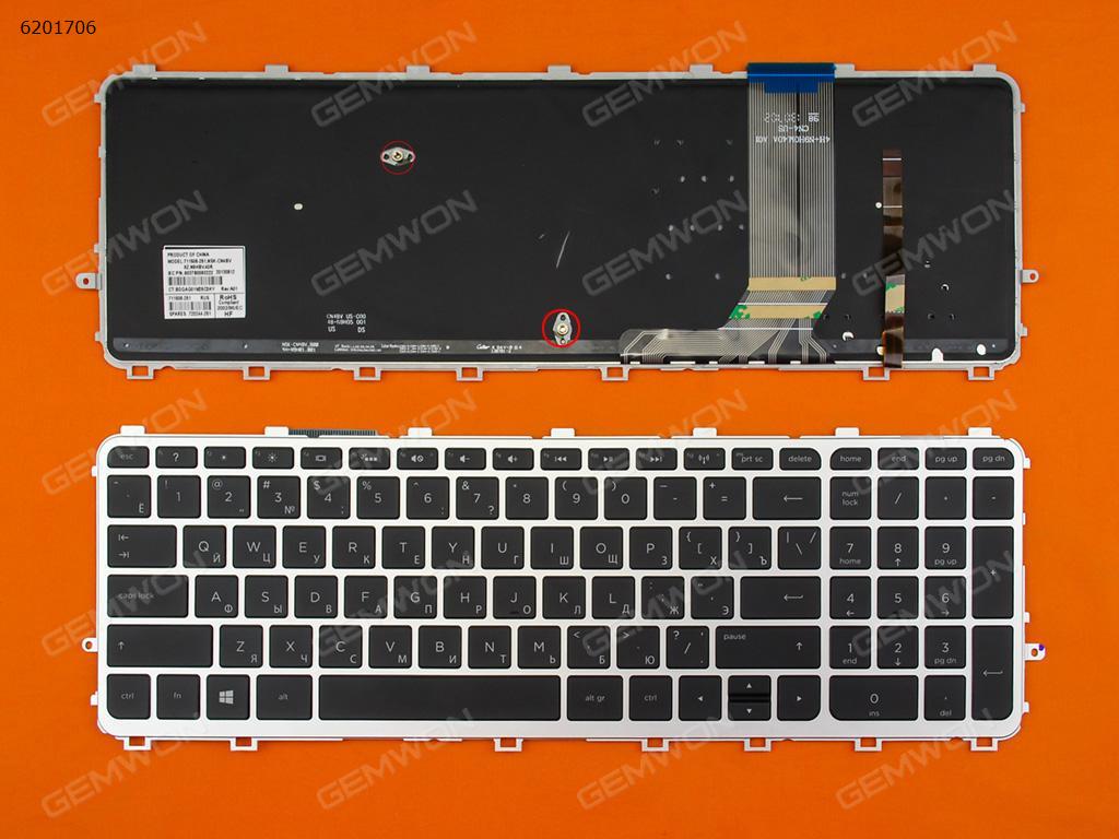 Picture of New Replacement Laptop Keyboard For HP ENVY 15-j Series SILVER FRAME BLACK( BLACKlit, For Win8) RU Layout