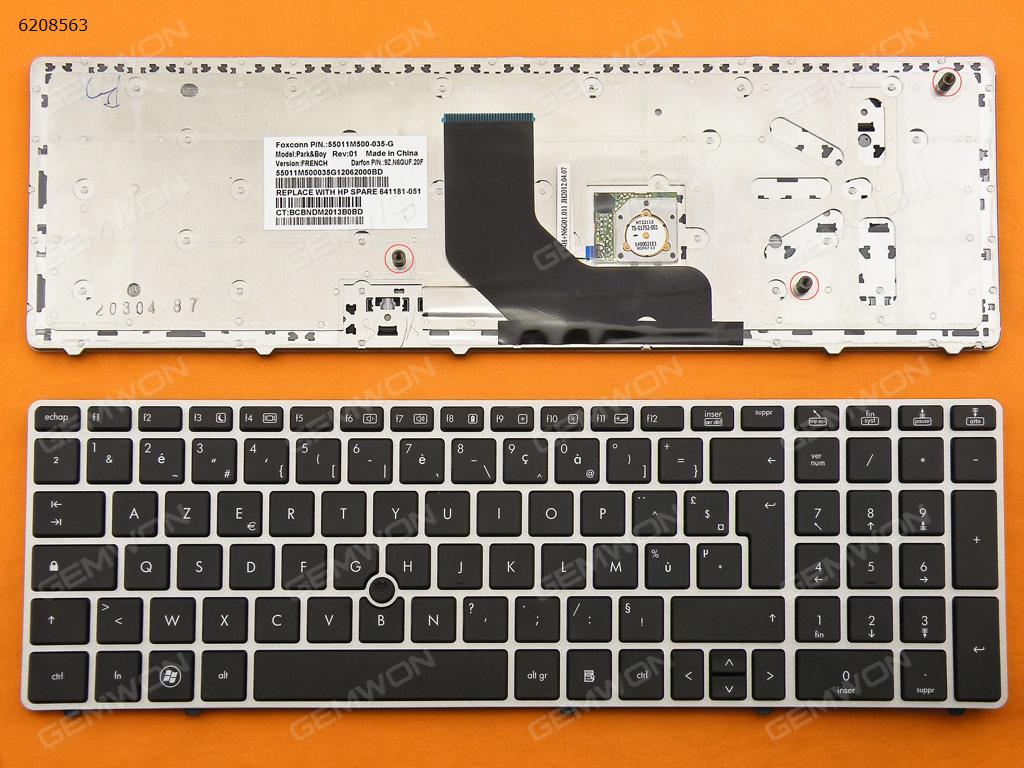 Picture of New Replacement Laptop Keyboard For HP ProBook 6560B/EliteBook 8570P 8560P SILVER FRAME BLACK(With Point stick) FR Layout