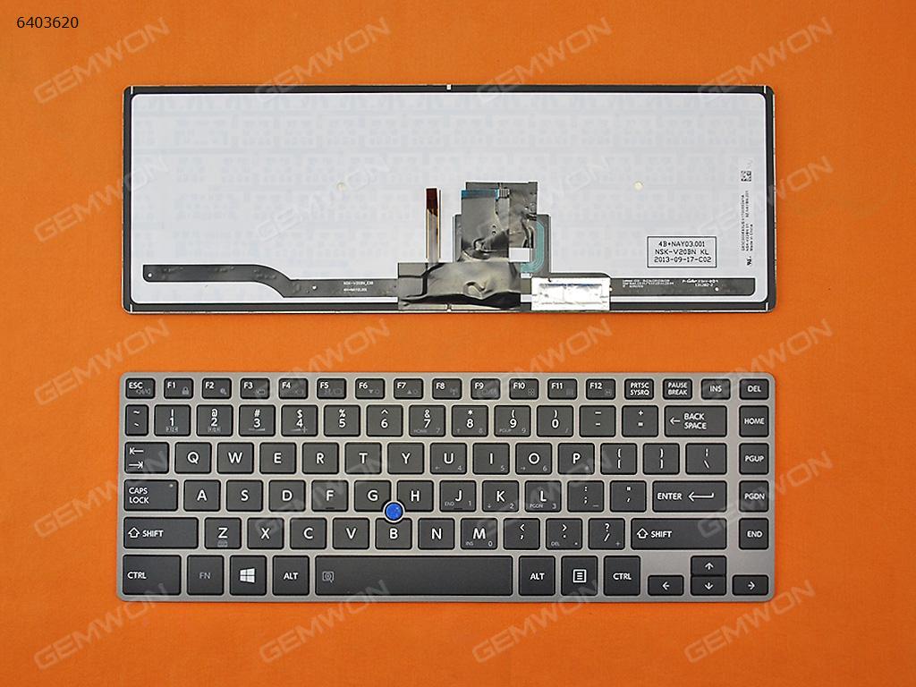 Picture of New Replacement Laptop Keyboard For TOSHIBA Z40 GRAY FRAME BLACK (Backlit,With Point stick,Win8) US Layout