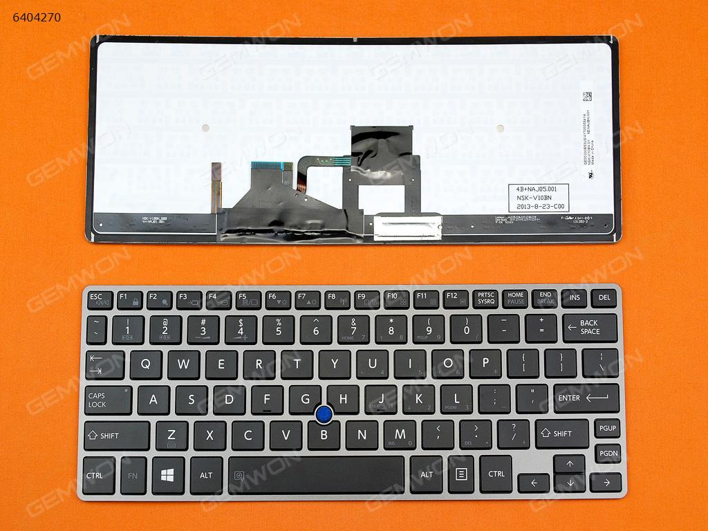 Picture of New Replacement Laptop Keyboard For TOSHIBA Z30 GRAY FRAME BLACK(Backlit,For Win8,With Point stick) US Layout