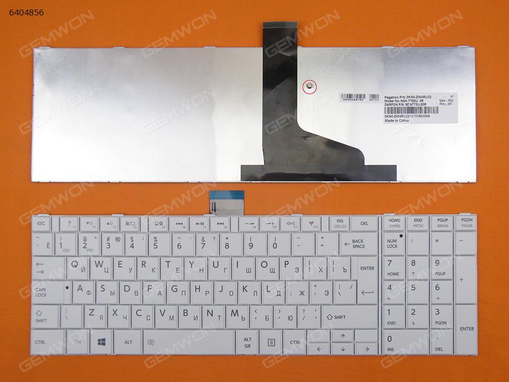 Picture of New Replacement Laptop Keyboard For TOSHIBA C850 WHITE(Big Enter,For Win8) RU Layout