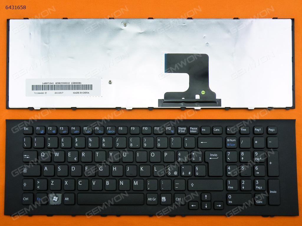 Picture of New Replacement Laptop Keyboard For SONY VPC-EJ Series BLACK FRAME BLACK IT Layout