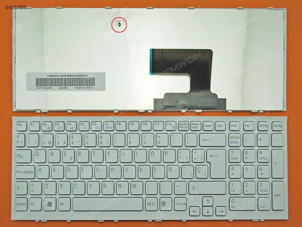 Picture of New Replacement Laptop Keyboard For SONY VPC-EE Series WHITE FRAME WHITE SP Layout