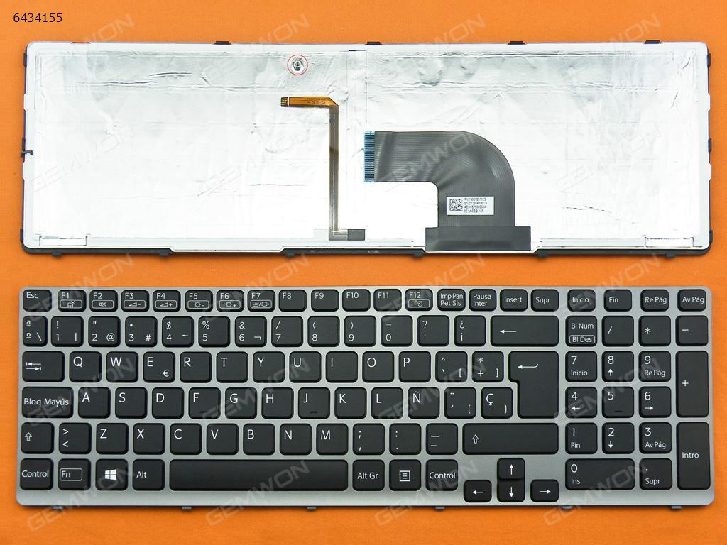 Picture of New Replacement Laptop Keyboard For SONY SVE15 GRAY FRAME BLACK(Backlit,For Win8) SP Layout