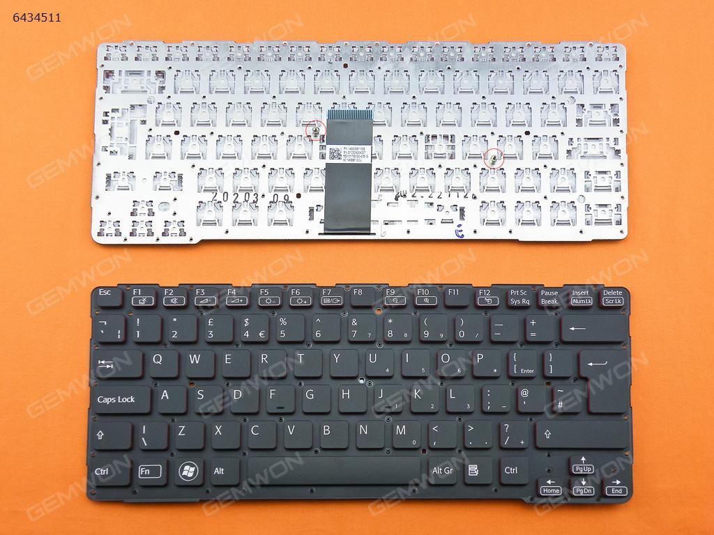 Picture of New Replacement Laptop Keyboard For SONY SVE14A BLACK(Red side,For Backlit version,without FRAME,without foil) Uk Layout