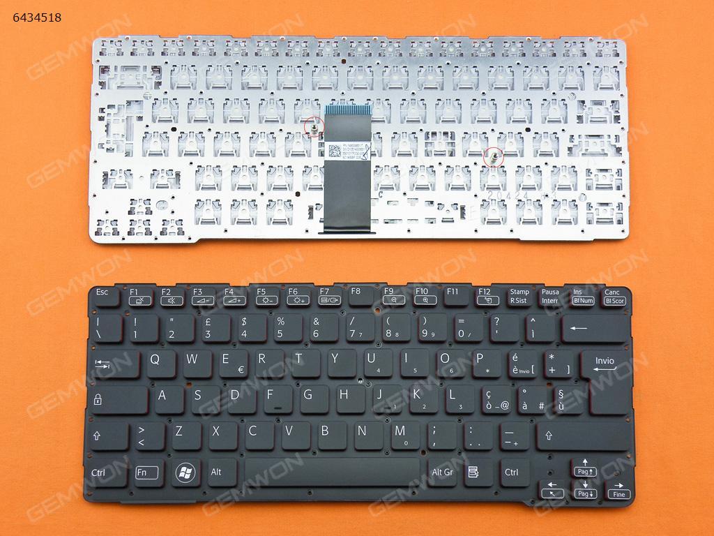 Picture of New Replacement Laptop Keyboard For SONY SVE14A BLACK(Red side,For Backlit version,without FRAME,without foil) IT Layout