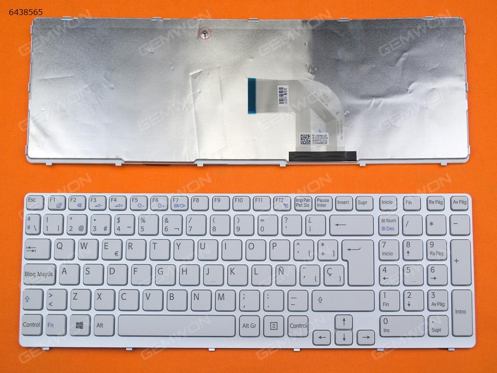 Picture of New Replacement Laptop Keyboard For SONY SVE15 WHITE FRAME WHITE(For Win8) SP Layout