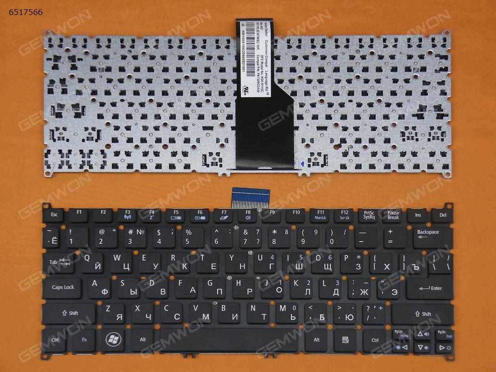 Picture of New Replacement Laptop Keyboard For Acer S3-951 S3-391 S5-391 V5-171 Aspire One 725 756 TravelMate B1  BLACK(Frosted keycap) RU Layout