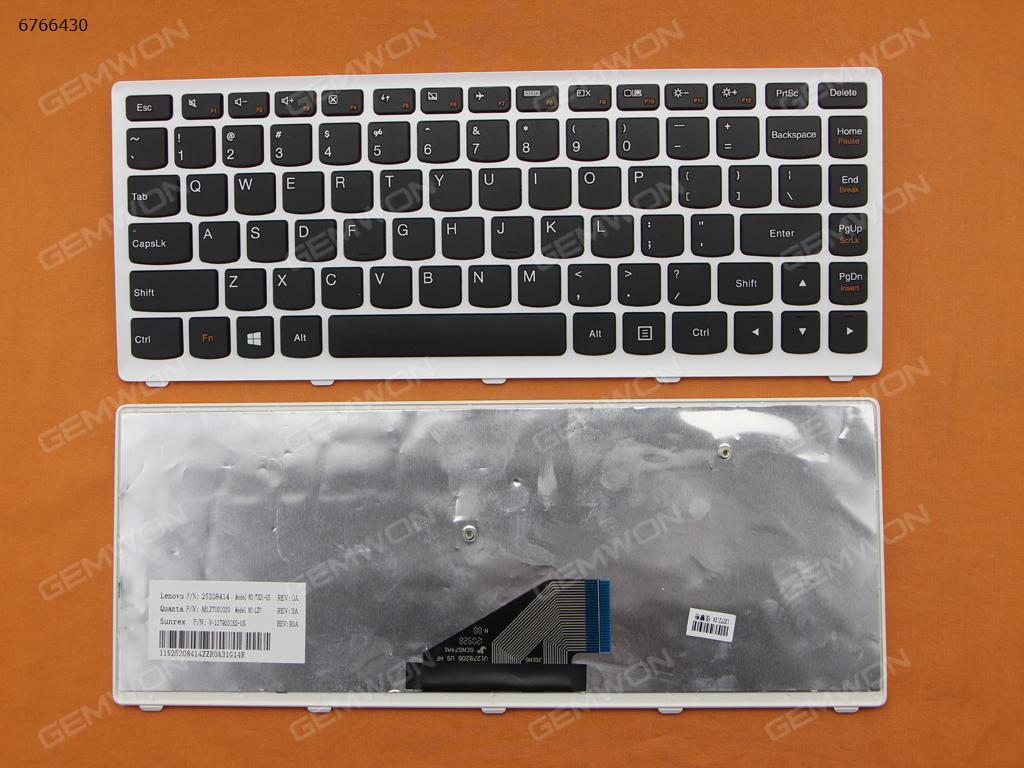 Picture of New Replacement Laptop Keyboard For LENOVO U310 WHITE FRAME BLACK WIN8 US Layout