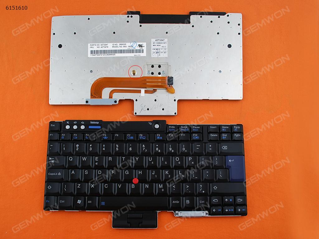 Picture of New Replacement Laptop Keyboard For ThinkPad T60 T61 R60 R61 Z60T Z61T Z60M Z61M R400 R500 T400 T500 W500 W700 W700ds BLACK（Big Enter） US Layout