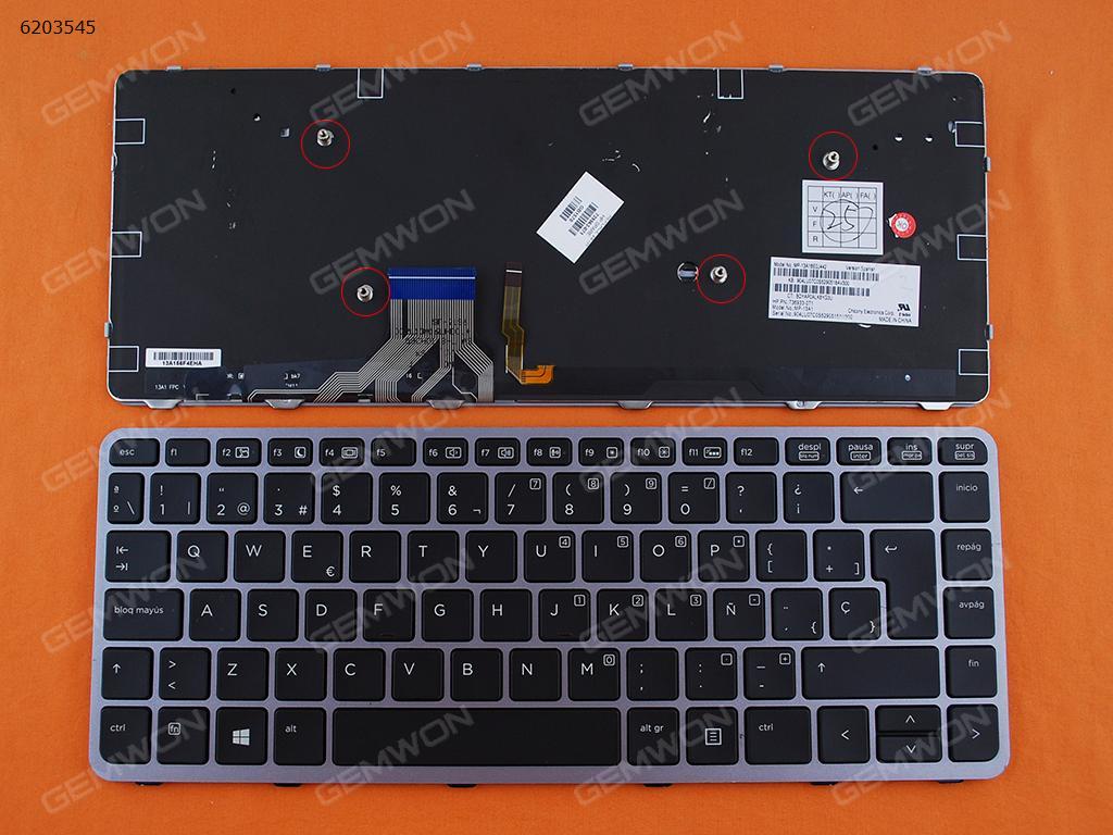 Picture of New Replacement Laptop Keyboard For HP EliteBook Folio 1040 G1 SILVER FRAME BLACK (Backlit,Win8) SP Layout
