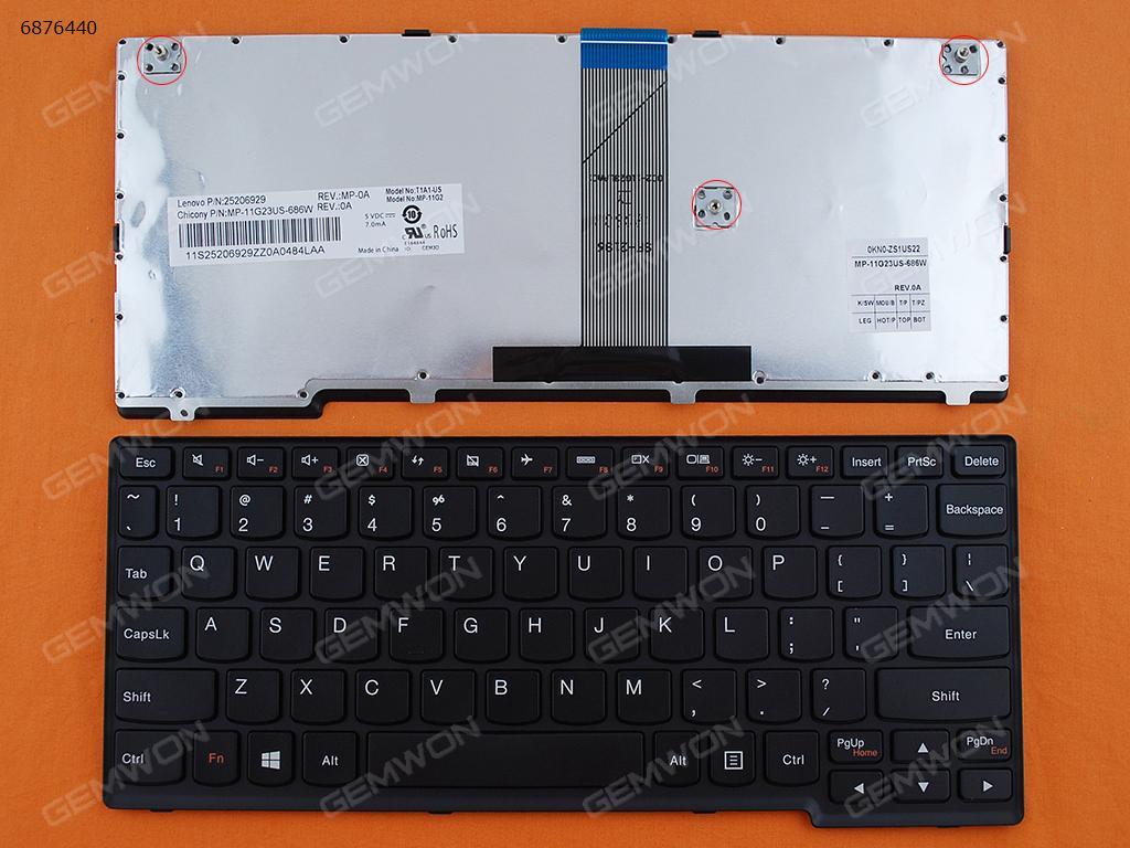 Picture of New Replacement Laptop Keyboard For LENOVO IdeaPad S206 BLACK FRAME BLACK WIN8(Compatible with S110) US Layout