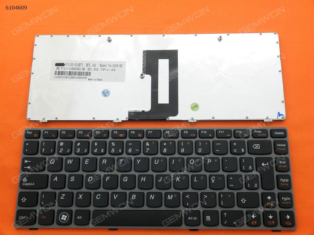 Picture of New Replacement Laptop Keyboard For LENOVO Ideapad Z450 Z460 Z460A Z460G GRAY FRAME BLACK BR Layout