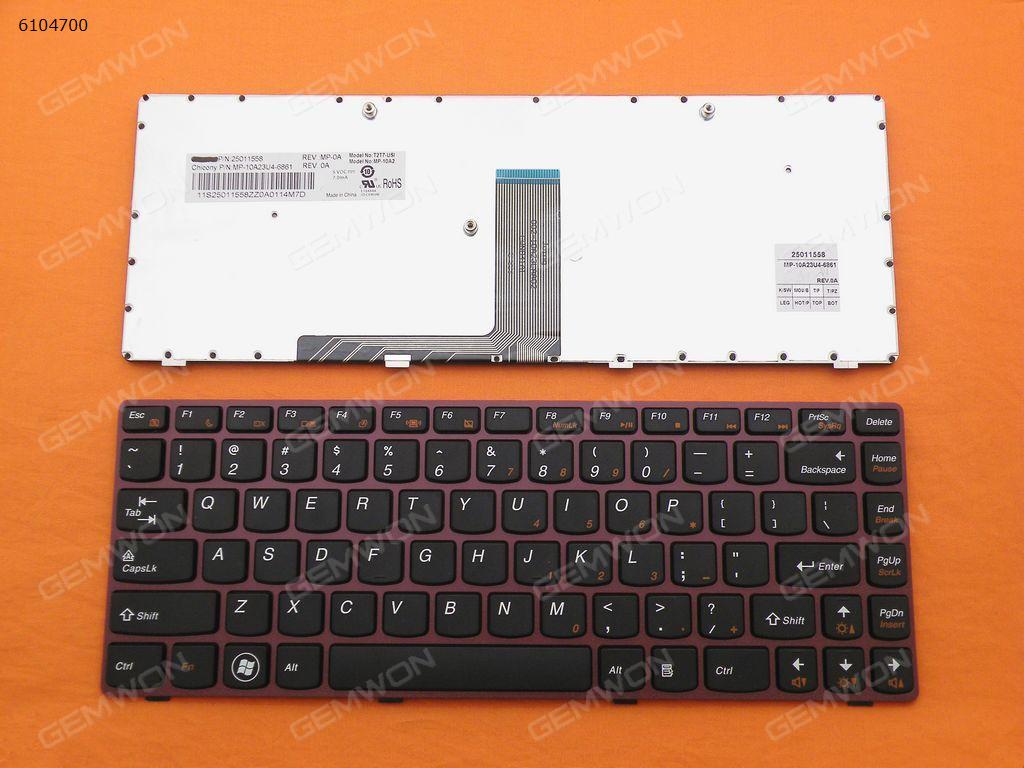 Picture of New Replacement Laptop Keyboard For LENOVO B470 G470 V470 RED FRAME BLACK US Layout