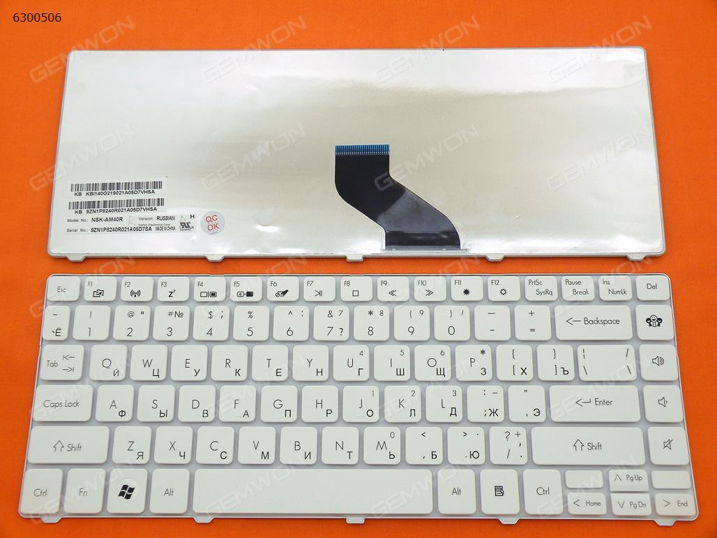 Picture of New Replacement Laptop Keyboard For GATEWAY NV49C/Packard Bell EasyNote NM85 NM87 WHITE RU Layout