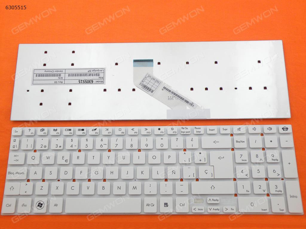 Picture of New Replacement Laptop Keyboard For GATEWAY NV55S WHITE SP Layout