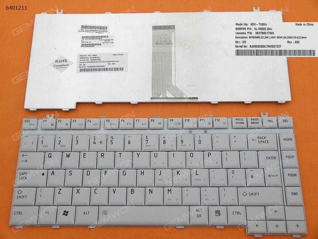 Picture of New Replacement Laptop Keyboard For TOSHIBA A200 M200 GRAY(Pulled) Uk Layout